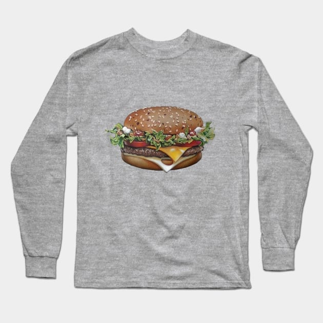 hamburger Drawing Long Sleeve T-Shirt by cristianvan